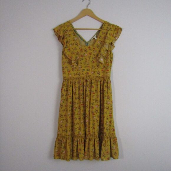 Matilda Jane Dress Medium Yellow Floral Fantasy Fancy Romantic Boho Cottage - Picture 2 of 14